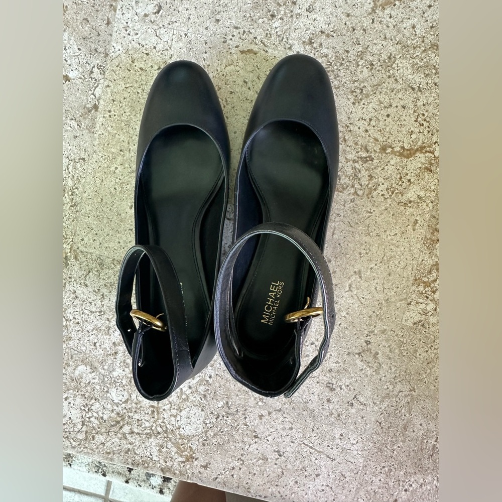 Michael Kors Black Heels with Gold Buckle